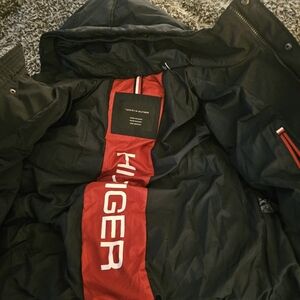 Tommy Hilfiger Black and Red Puffer Jacket